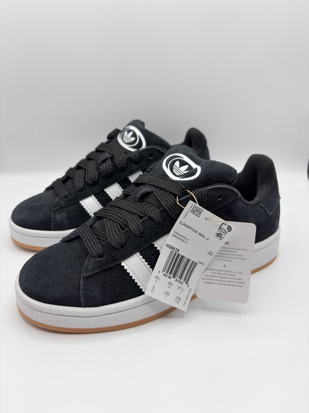 NWOB Adidas Campus 00s J Black White HQ6638 Boys Sz 5 NWT